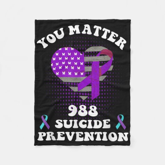Us Flag You 988 Suicide Prevention Awareness Ribbo Fleece Deken (Voorkant)