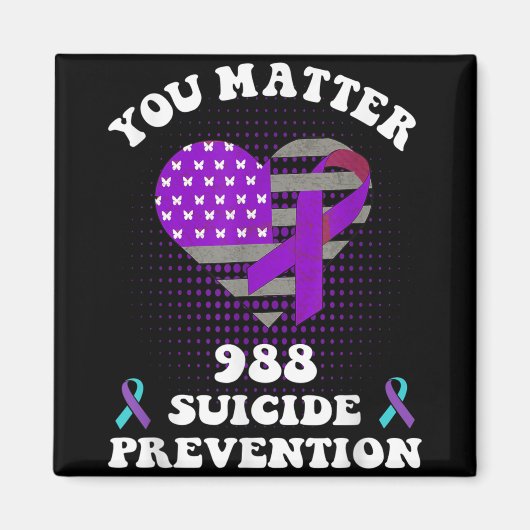 Us Flag You 988 Suicide Prevention Awareness Ribbo Magneet (Voorkant)