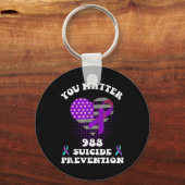 Us Flag You 988 Suicide Prevention Awareness Ribbo Sleutelhanger (Voorkant)