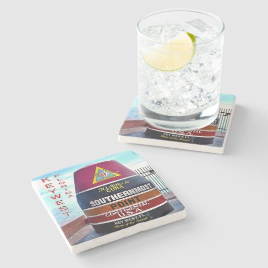 US Florida - Key West - Southernmost punt boei - Stenen Onderzetter (Zijkant)