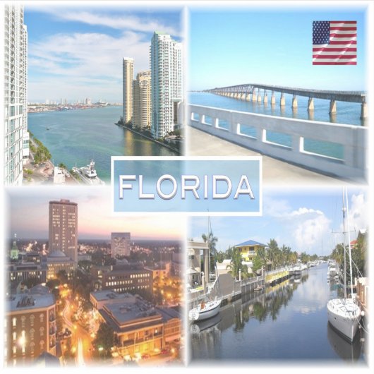 US Florida - Mouth of Miami River op Brickell Key Sticker (Voorkant)
