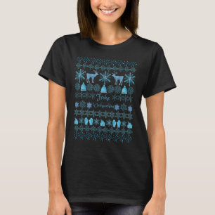US Frohe Weihnachten Reindeer Snowflake Pattern T-shirt