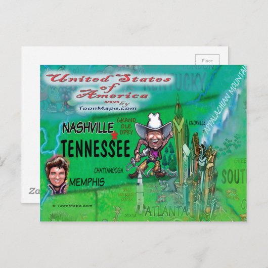 US Fun Map Briefkaart (Voorkant / Achterkant)