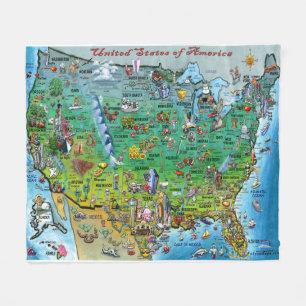 US Fun Map Fleece Deken