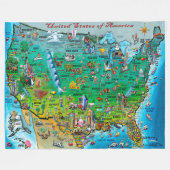US Fun Map Fleece Deken (Voorkant (Horizontaal))