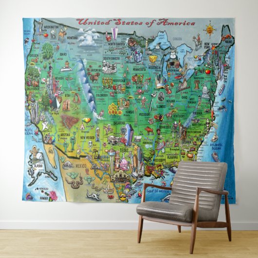 US Fun Map Wandkleed (In Situ (horizontaal))