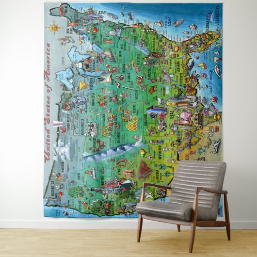 US Fun Map Wandkleed (In situ)