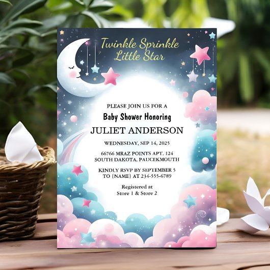 US Glitter Twinkle Twinkle Little Star Baby shower Kaart