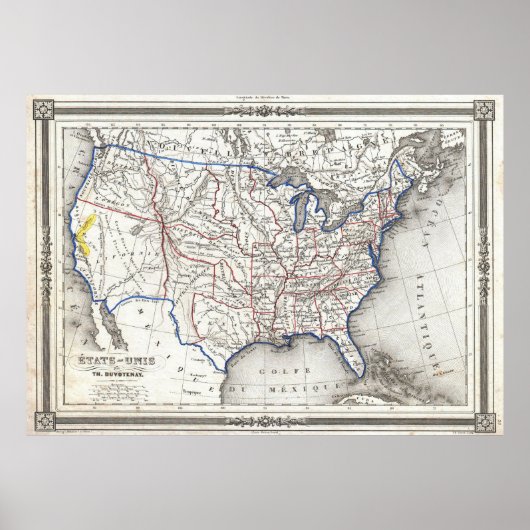  US Gold Rush Region (kaart van de Verenigde State Poster (Voorkant)