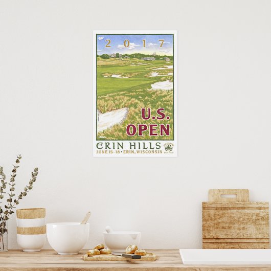 US Golf open 2017 grin heuvels Erin, Wisconsi gesc Poster (Keuken)