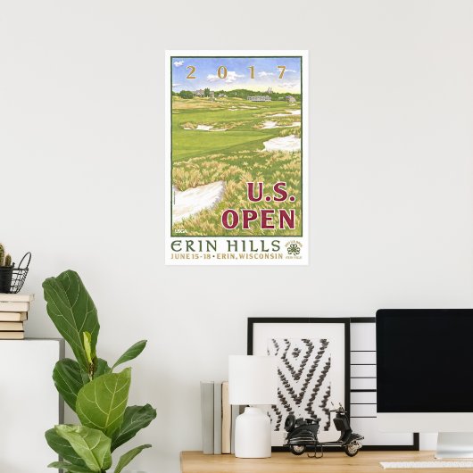 US Golf open 2017 grin heuvels Erin, Wisconsi gesc Poster (Thuiskantoor)