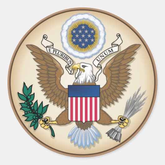 US GREAT SEAL RONDE STICKER (Voorkant)