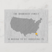 US Grey Linen and Heart Moving Aankondigingskaart (Voorkant)