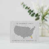 US Grey Linen and Heart Moving Aankondigingskaart (Staand voorkant)