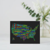 US-grondwet Wide Cloud Map op zwarte achtergrond Briefkaart (Staand voorkant)