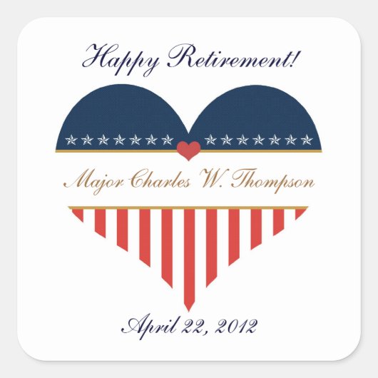US Heart Flag Happy Retirement Stickers (Voorkant)
