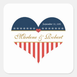 US Heart Flag Militair Weddenschap Aangepaste Stic Vierkante Sticker