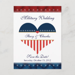 US Heart Military Wedding Save the Date Briefkaart