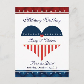 US Heart Military Wedding Save the Date Briefkaart