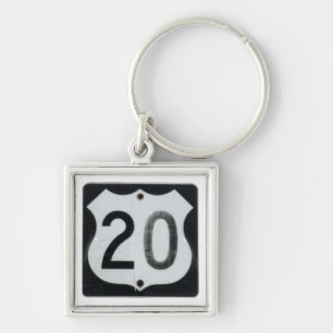 US Highway 20 Road Sign Sleutelhanger