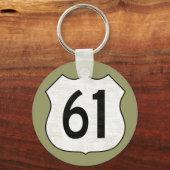 US Highway 61 Route Sign Sleutelhanger (Voorkant)