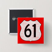 US Highway 61 Route Sign Vierkante Button 5,1 Cm (Voorkant /achterkant)