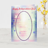 US Independence Day gemonteerde cowboy met vlag Ka Kaart (Gele Bloem)