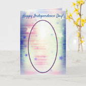 US Independence Day gemonteerde cowboy met vlag Kaart (Gele Bloem)