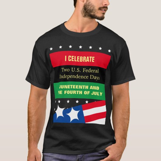 US Independence Days Junetetiende en 4th of Juli T T-shirt (Voorkant)