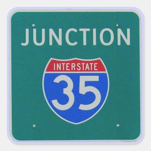 US Interstate 35 Junction Sign Vierkante Sticker (Voorkant)