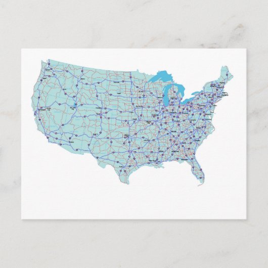 US Interstate Map Briefkaart (Voorkant)