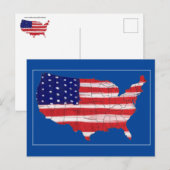 US-kaart en -vlag Briefkaart (Voorkant / Achterkant)