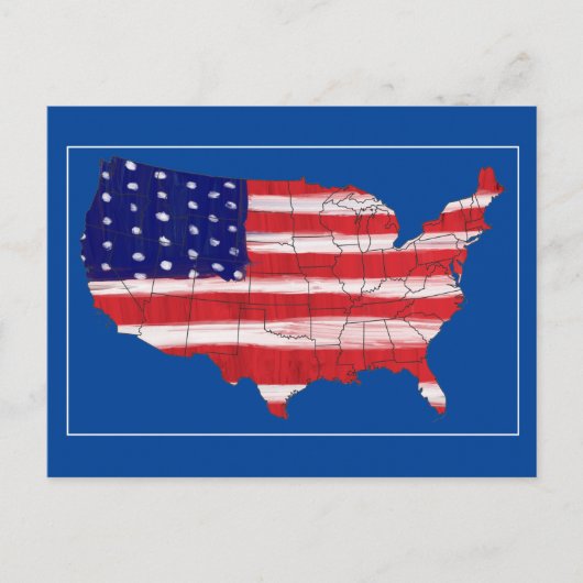 US-kaart en -vlag Briefkaart (Voorkant)