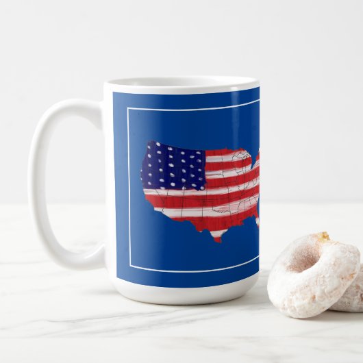 US-kaart en -vlag Koffiemok (Met donut)