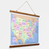 US-kaart Hangend Wandkleed (Gebogen)