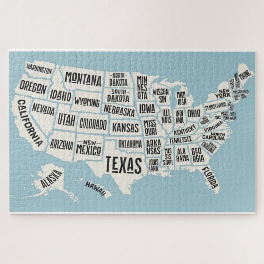 US Kaart met staatsnamen Legpuzzel (Horizontaal)