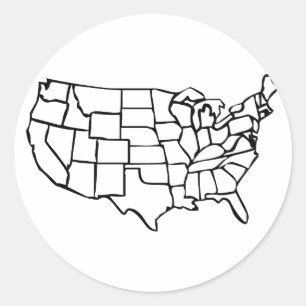 US-kaart Ronde Sticker