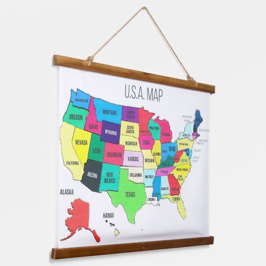 US Kaart Wall Hangend Wandkleed (Gebogen)