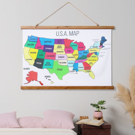 US Kaart Wall Hangend Wandkleed (Slaapkamer)