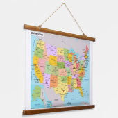 US Kaart Wall Hangend Wandkleed (Gebogen)