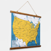 US Kaart Wall Hangend Wandkleed (Gebogen)
