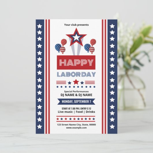 Us Labor Day-evenement uitnodiging template (Staand voorkant)