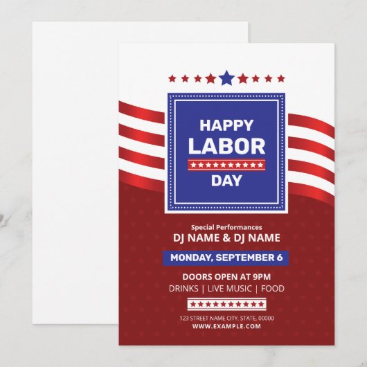 US Labor Day Event Flyer Sjabloon Kaart (Voorkant / Achterkant)