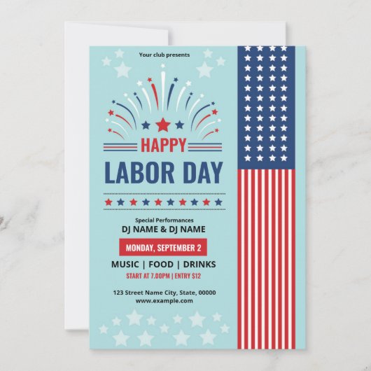 US Labor Day Event Flyer Sjabloon Kaart (Voorkant)