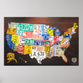 US License Bord Map Poster (Voorkant)