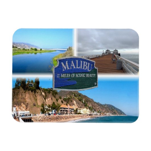 US Los Angeles - Malibu - Lagoon - Pier - strand Magneet (Horizontaal)