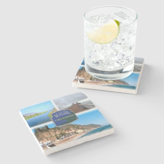 US Los Angeles - Malibu - Lagoon - Pier - strand Stenen Onderzetter (Zijkant)