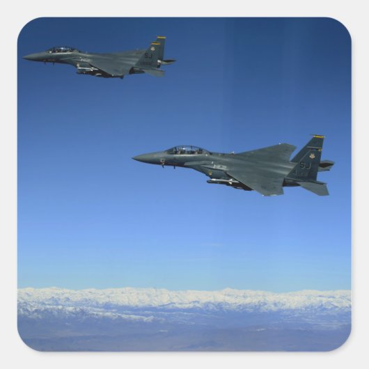 US luchtmacht F-15E Strike Eagles 2 Vierkante Sticker (Voorkant)