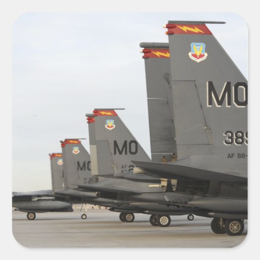 US luchtmacht F-15E Strike Eagles Vierkante Sticker (Voorkant)