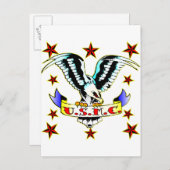 US.M.C. Old School Eagle Tattoo 2 Briefkaart (Voorkant / Achterkant)